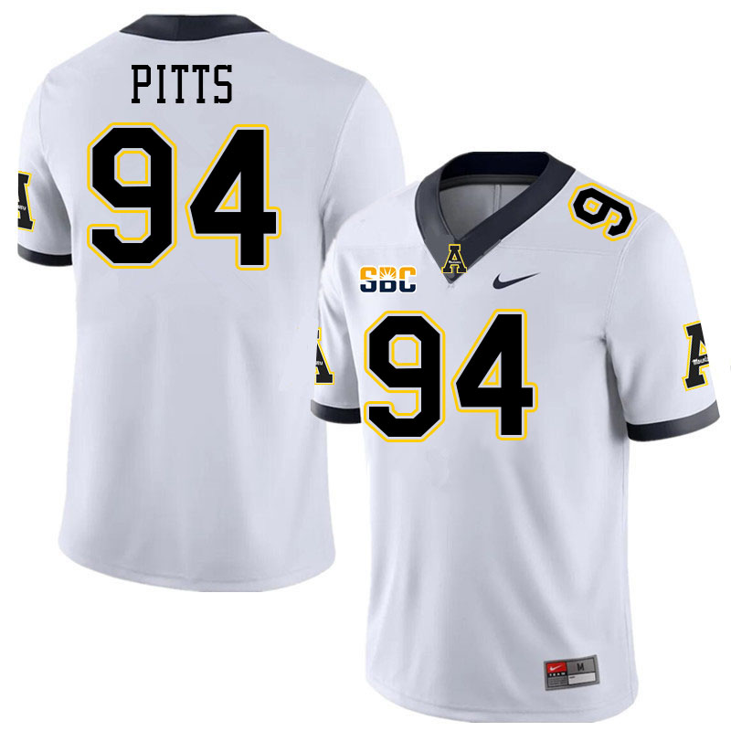 Appalachian State Mountaineers #94 Caleb Pitts College Football Jerseys Stitched-White